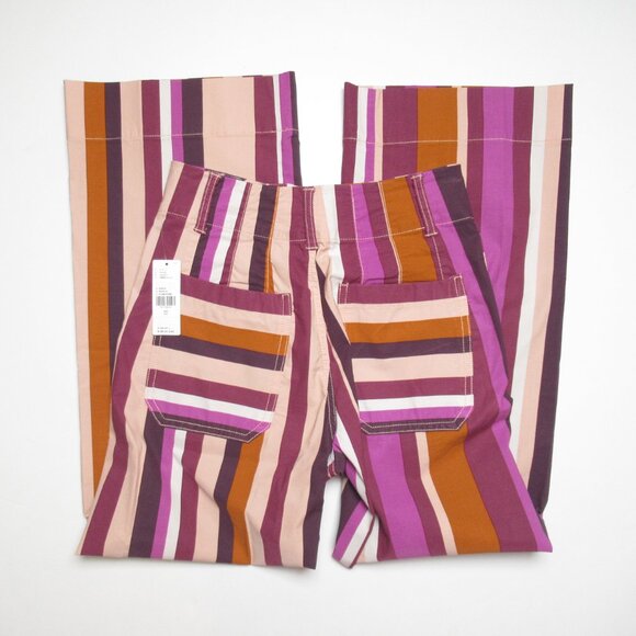 Anthropologie The Colette Cropped Wide-Leg Pants by Maeve Plum Stripe 24 - Picture 7 of 13